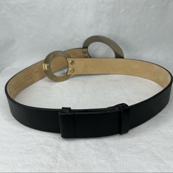 Chico’s Adjustable Black Leather Belt Circle Buckle - Picture 6 of 11